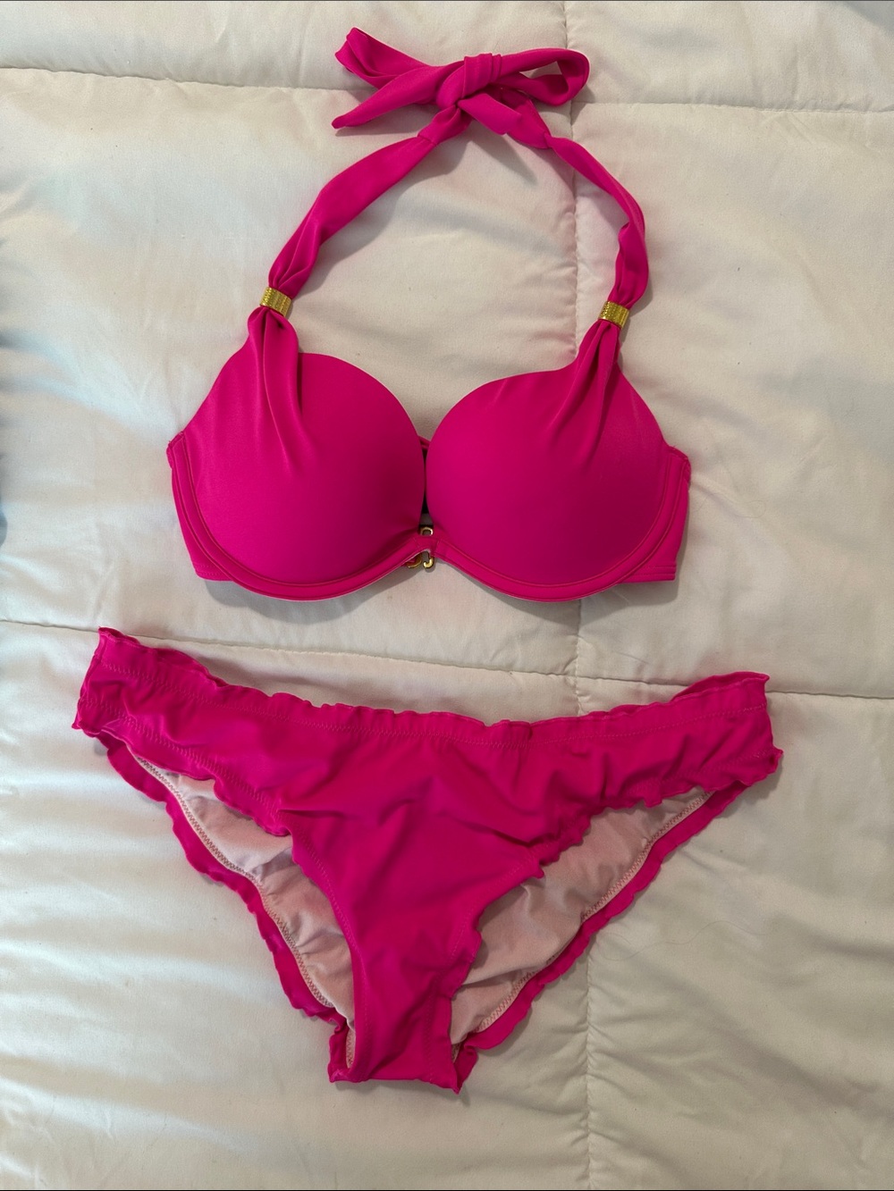 smart & sexy Hot Pink Halter Padded Bikini Set